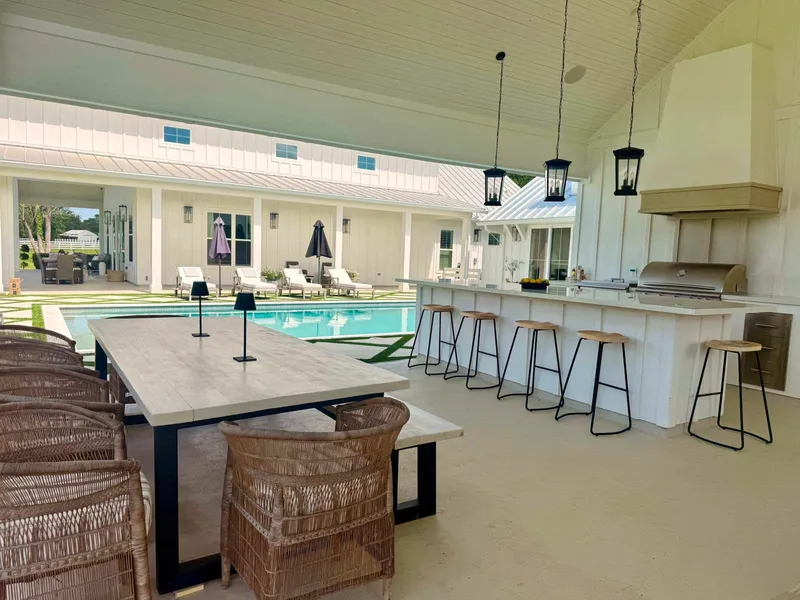 Poolside kitchen and dining
